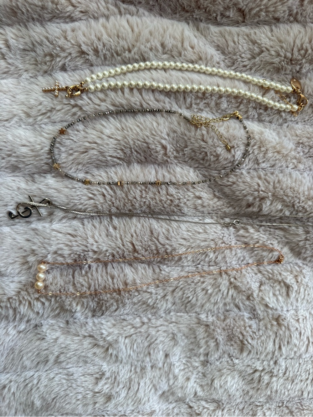 Gold and Pearl Layered Women's Necklace Set
